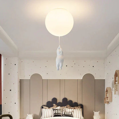 CloudBear børne loftslampe med bjørneballon LED pendel til børneværelse og soveværelse