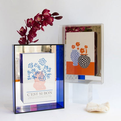 Kleurrijke fotolijst van acryl met modern ontwerp en transparant midden