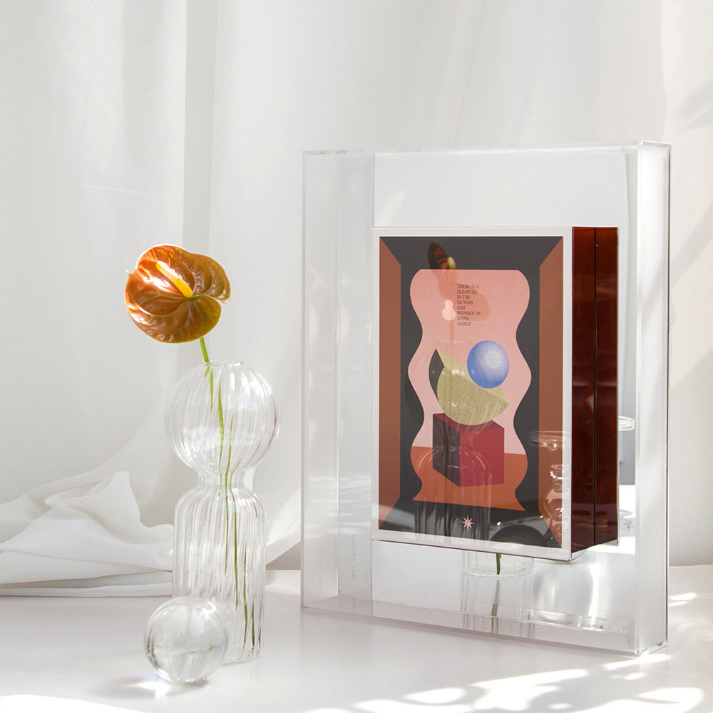 Kleurrijke fotolijst van acryl met modern ontwerp en transparant midden