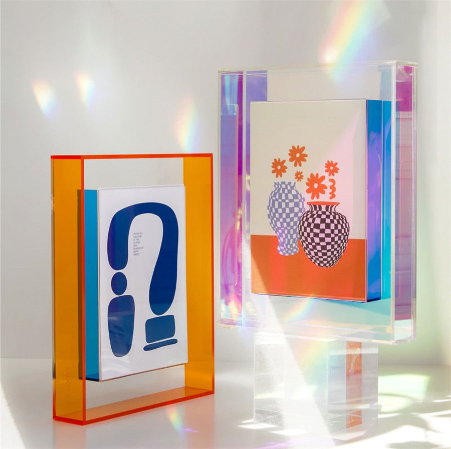 Kleurrijke fotolijst van acryl met modern ontwerp en transparant midden