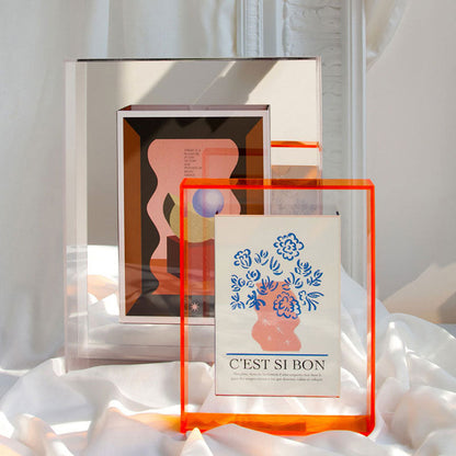 Kleurrijke fotolijst van acryl met modern ontwerp en transparant midden