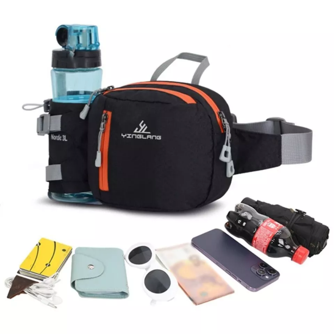 Compact Hiking & Cycling Waist Bag with Water Bottle Holder