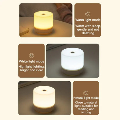 Kompakte LED-Nachttischlampe mit Touch-Dimmung