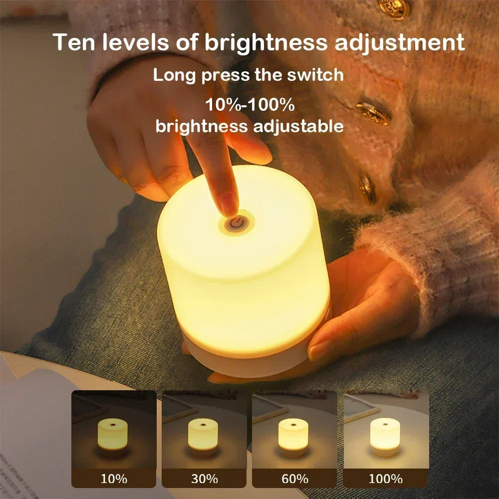 Kompakte LED-Nachttischlampe mit Touch-Dimmung