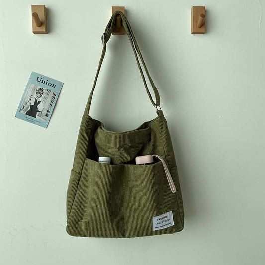 Cord Canvas Umhängetasche, stylische Schultertasche für den Alltag