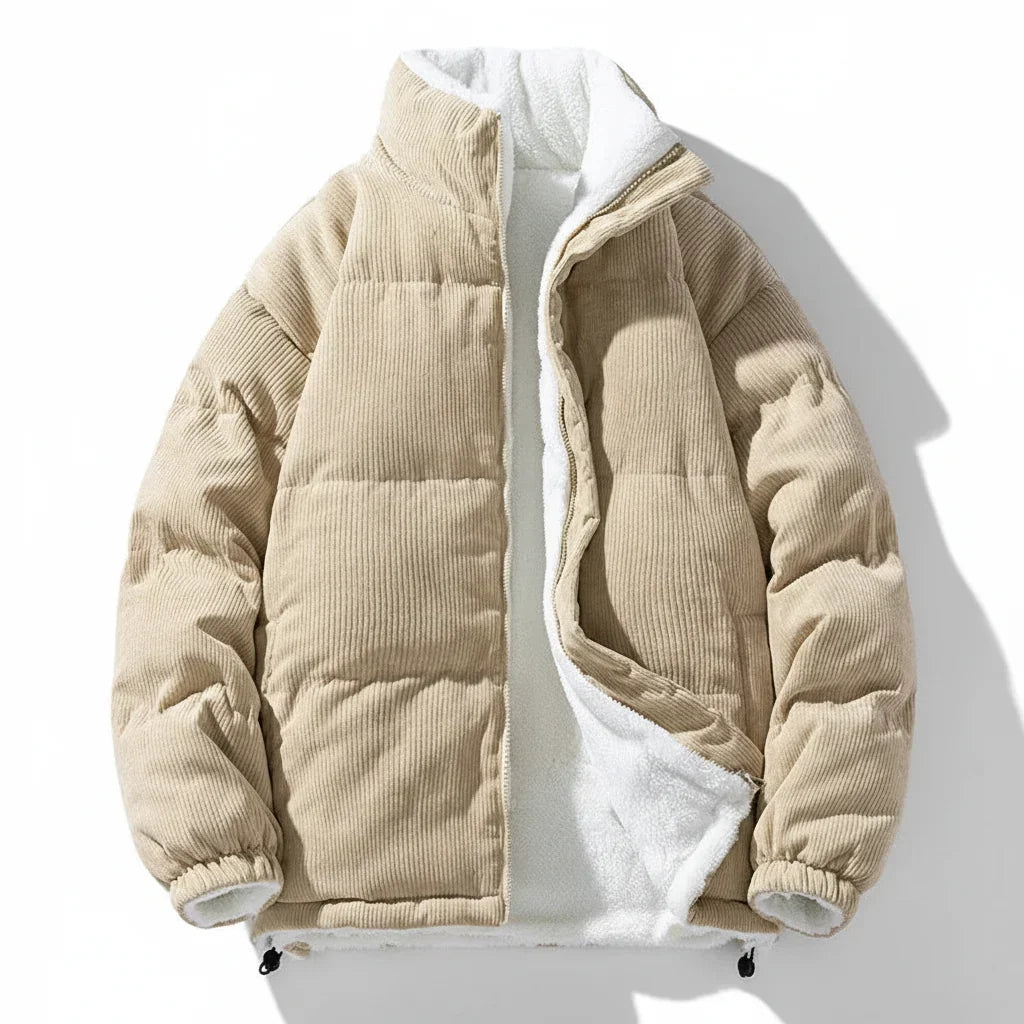 Corduroy Jacket Warm Lined Zip Up Winter Casual Outerwear