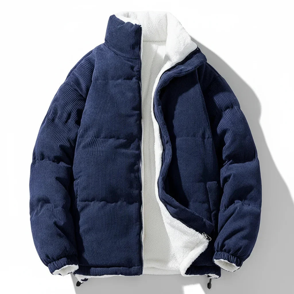 Corduroy Jacket Warm Lined Zip Up Winter Casual Outerwear