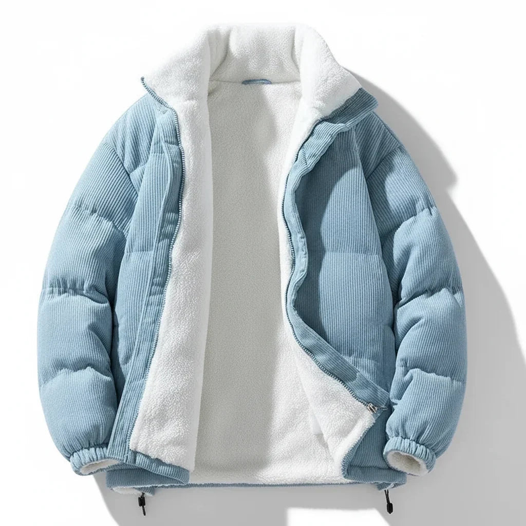 Corduroy Jacket Warm Lined Zip Up Winter Casual Outerwear