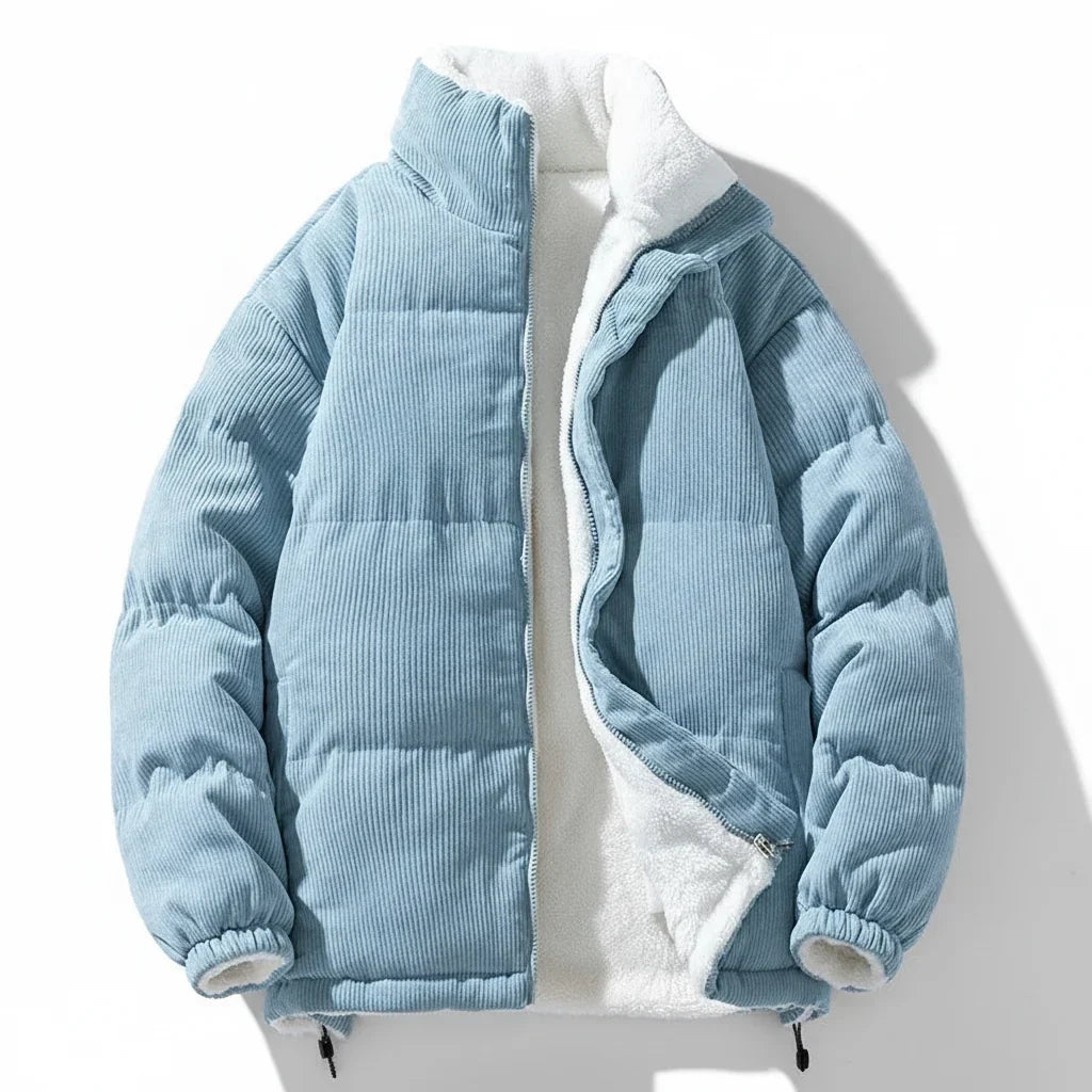 Corduroy Jacket Warm Lined Zip Up Winter Casual Outerwear