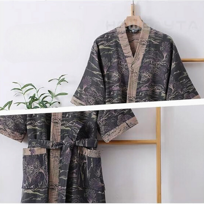 Kimono-badekåbe i bomuld – let dobbeltlagsbadekåbe i gaze med afslappet pasform og åndbart stof