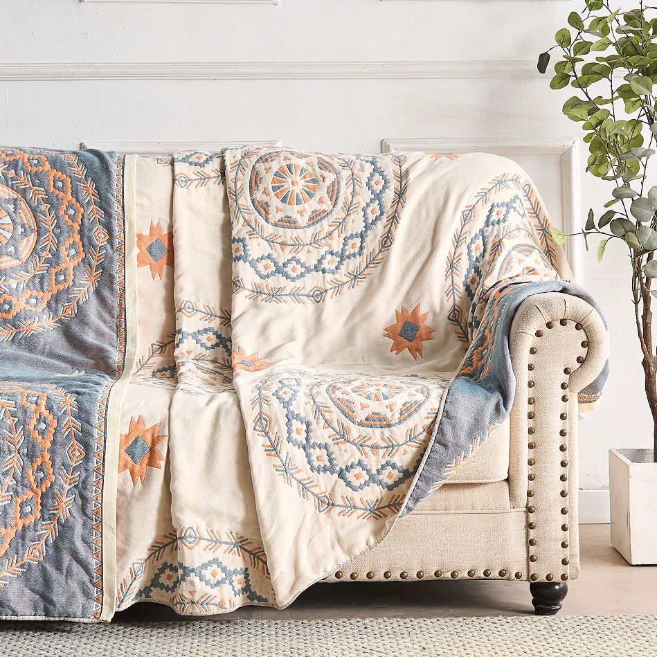 Katoenen mandala-plaid – decoratieve deken in bohostijl voor banken en bedden