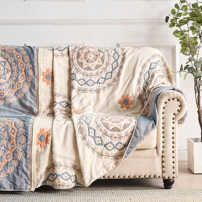 Katoenen mandala-plaid – decoratieve deken in bohostijl voor banken en bedden