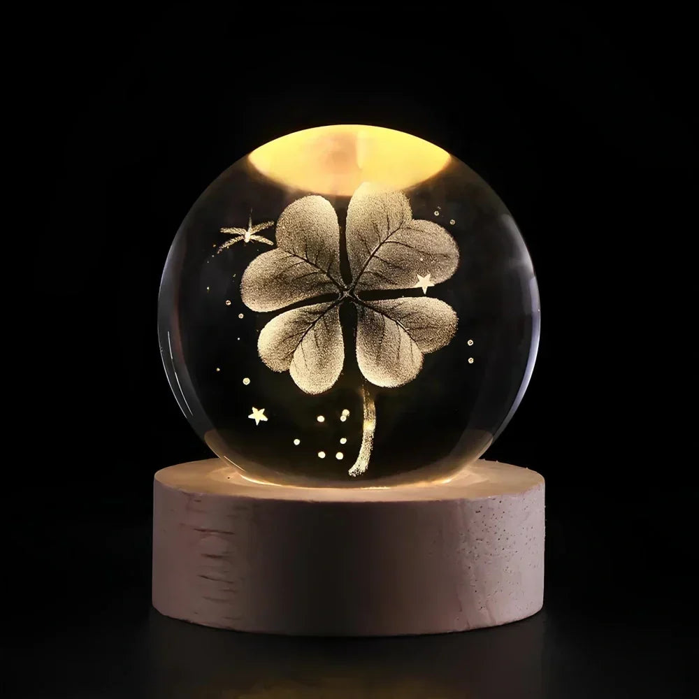 Krystalkugle med indgraveret 3D-planet LED-natlampe USB-bordlampe