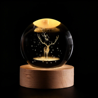 Krystalkugle med indgraveret 3D-planet LED-natlampe USB-bordlampe