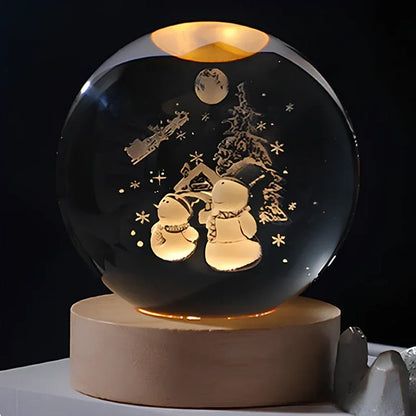 Krystalkugle med indgraveret 3D-planet LED-natlampe USB-bordlampe