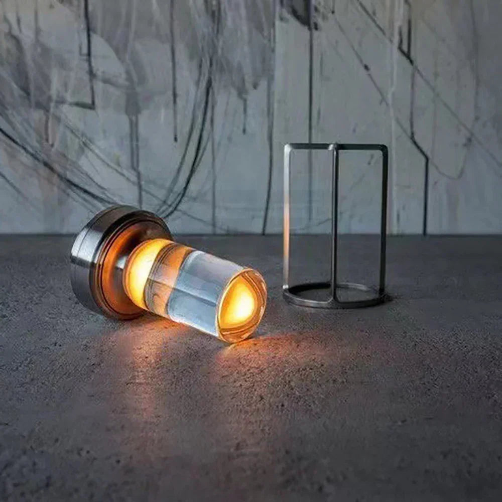 Krystalbordlampe med trådløst design, justerbart lys og 3 lysstyrkeniveauer