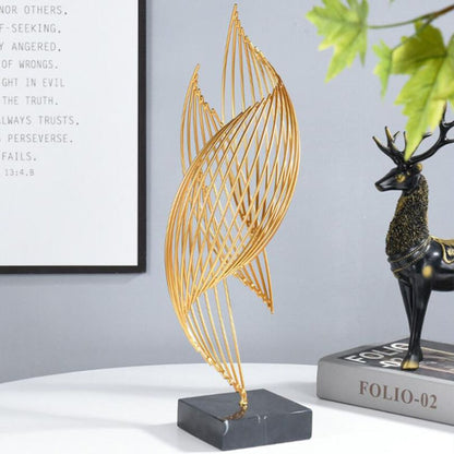 Curvique Abstract Gold Metal Sculpture for Home Decor