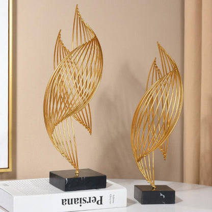 Curvique Abstract Gold Metal Sculpture for Home Decor