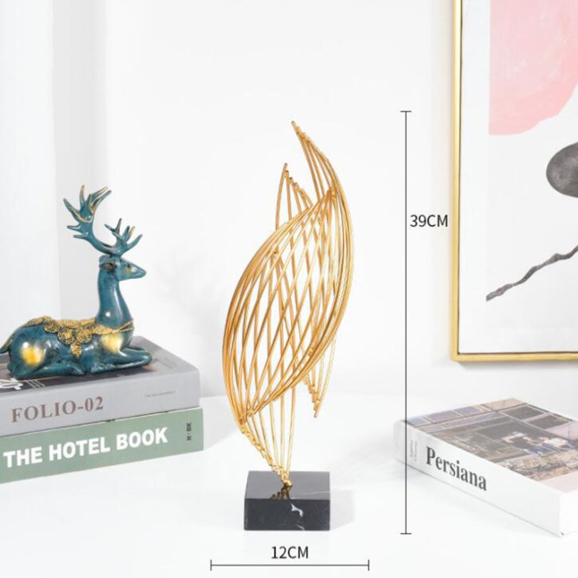 Curvique Abstract Gold Metal Sculpture for Home Decor
