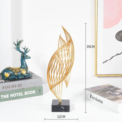 Curvique Abstract Gold Metal Sculpture for Home Decor
