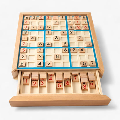 Daan Wooden Sudoku Board Game with Storage Drawer