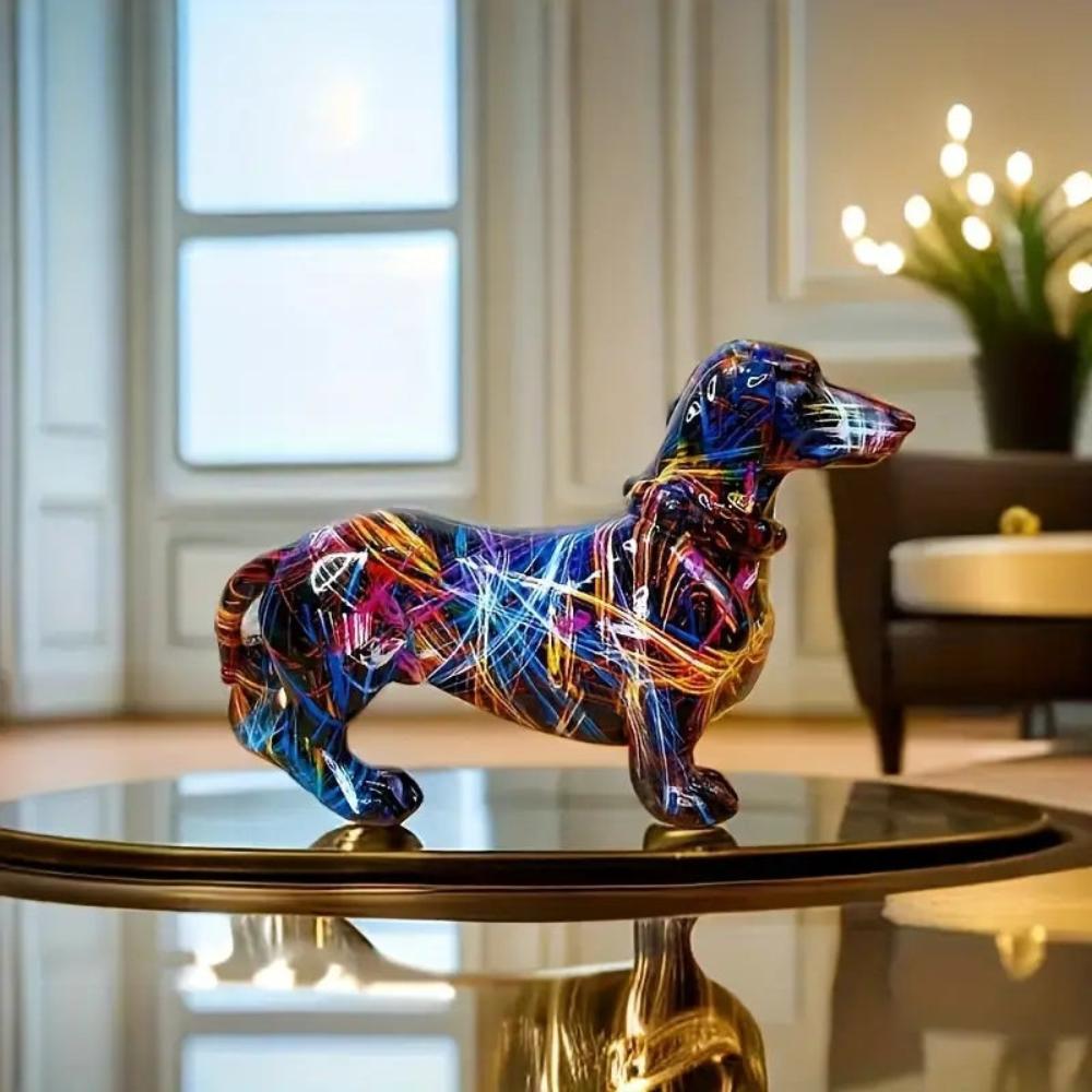Figur af gravhund – kunstnerisk harpiksfigur til stilfuld boligindretning