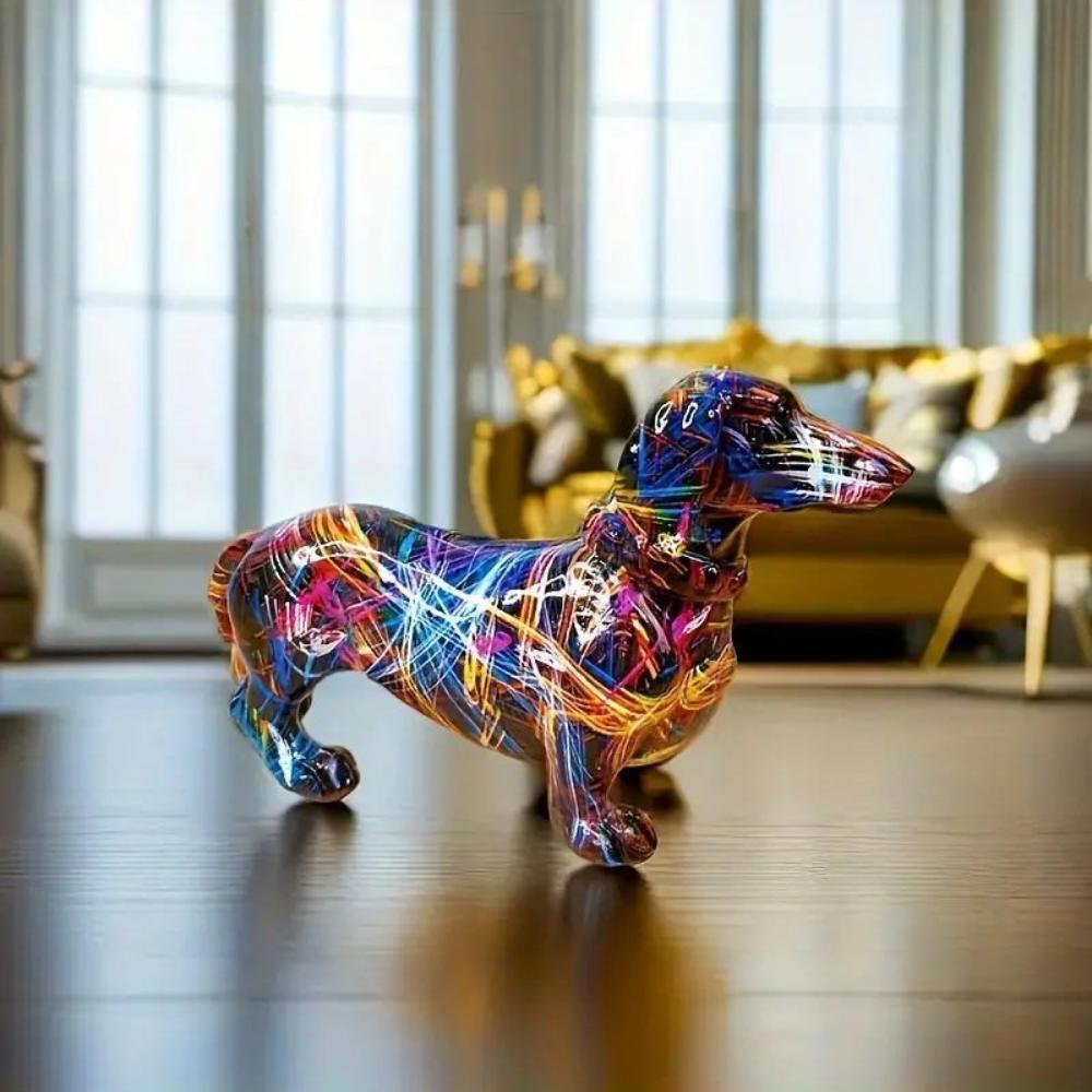 Figur af gravhund – kunstnerisk harpiksfigur til stilfuld boligindretning