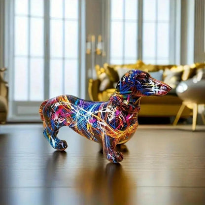 Figur af gravhund – kunstnerisk harpiksfigur til stilfuld boligindretning