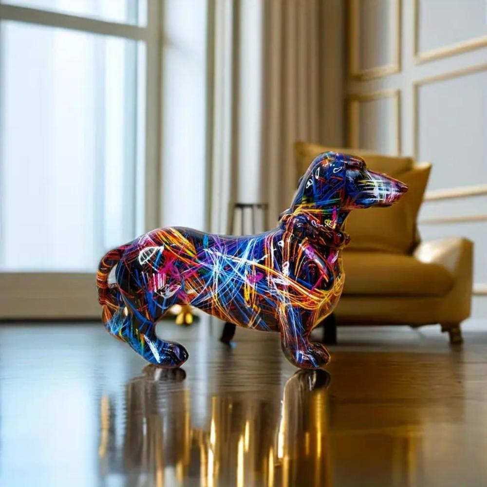 Figur af gravhund – kunstnerisk harpiksfigur til stilfuld boligindretning
