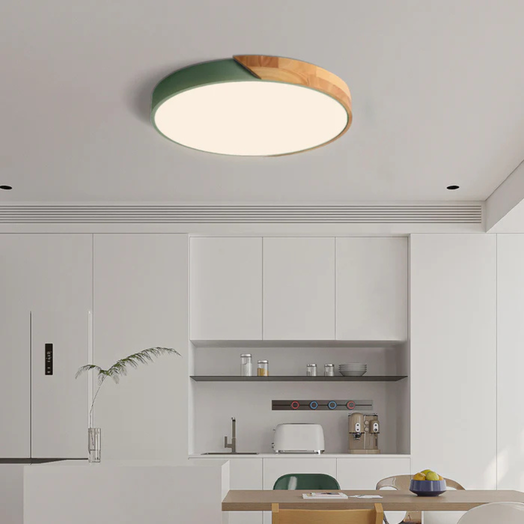 Delos skandinavische Holz-LED-Deckenleuchte für moderne Ambientebeleuchtung