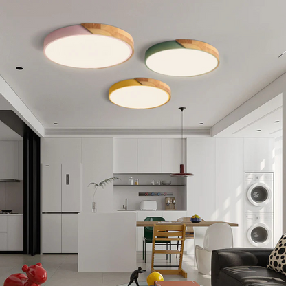 Delos skandinavische Holz-LED-Deckenleuchte für moderne Ambientebeleuchtung