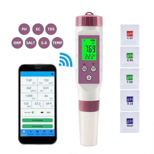 Digital 7 in 1 Smart Water Quality Tester with App Connectivity