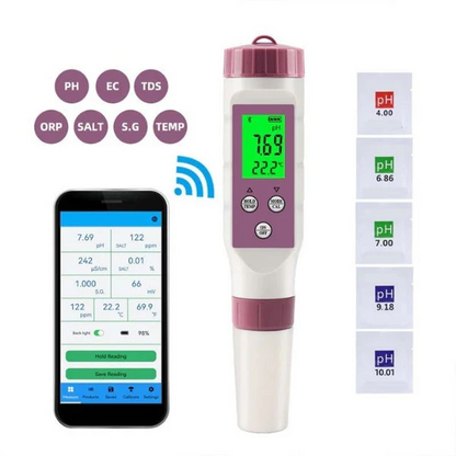 Digital 7 in 1 Smart Water Quality Tester with App Connectivity