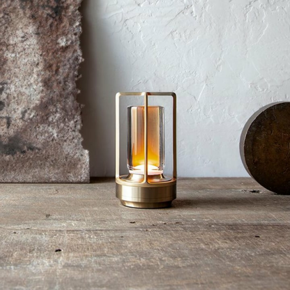 Dimmable Crystal Glass Table Lamp – Portable LED Light with Three Brightness Levels