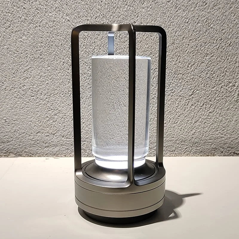 Dimmable Crystal Glass Table Lamp – Portable LED Light with Three Brightness Levels