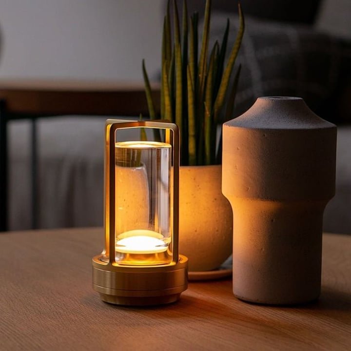 Dimmable Crystal Glass Table Lamp – Portable LED Light with Three Brightness Levels