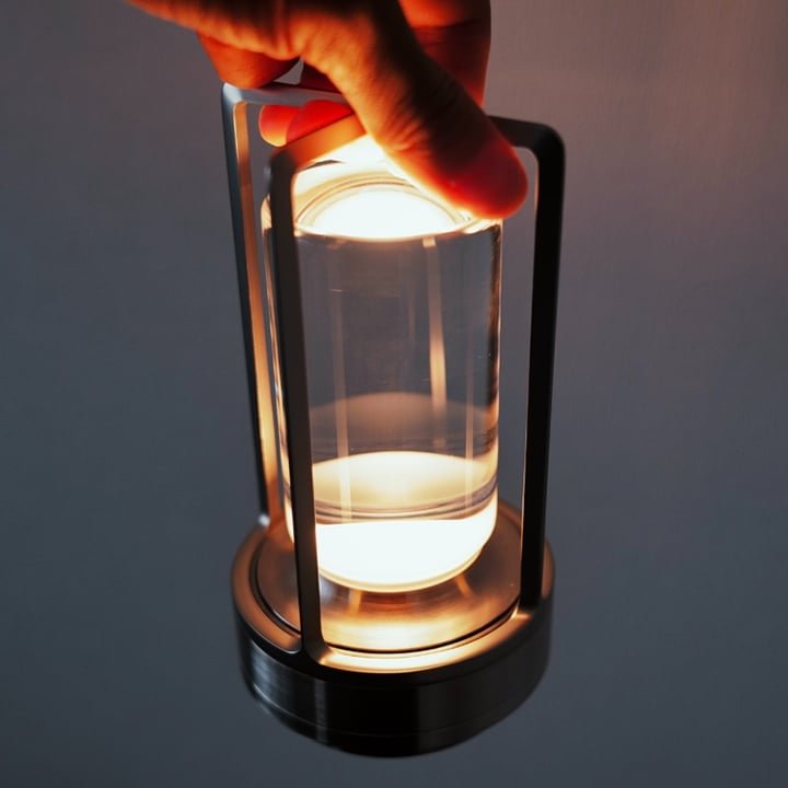 Dimmable Crystal Glass Table Lamp – Portable LED Light with Three Brightness Levels