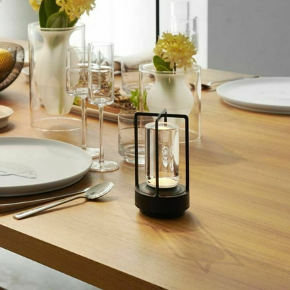Dimmable Crystal Glass Table Lamp – Portable LED Light with Three Brightness Levels