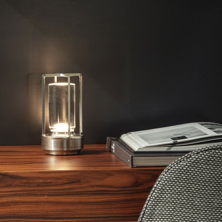 Dimmable Crystal Glass Table Lamp – Portable LED Light with Three Brightness Levels