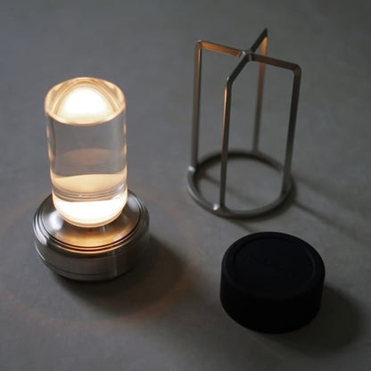 Dimmable Crystal Glass Table Lamp – Portable LED Light with Three Brightness Levels