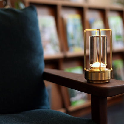 Dimmable Crystal Glass Table Lamp – Portable LED Light with Three Brightness Levels