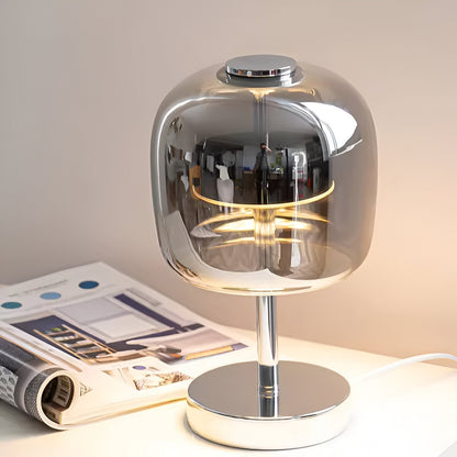 Dæmpbar glasbordlampe med touchbetjening og USB-strøm