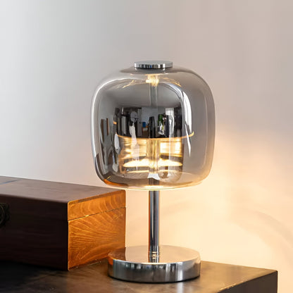Dæmpbar glasbordlampe med touchbetjening og USB-strøm