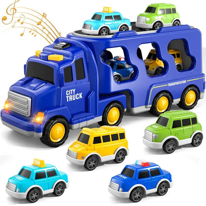 Dubbeldekker Speelgoedtruck Speelset met Mini Auto’s en Muziek