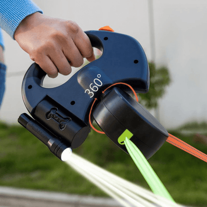 DoubleDog Dual Retractable Dog Lead with Anti Tangle Design and Light