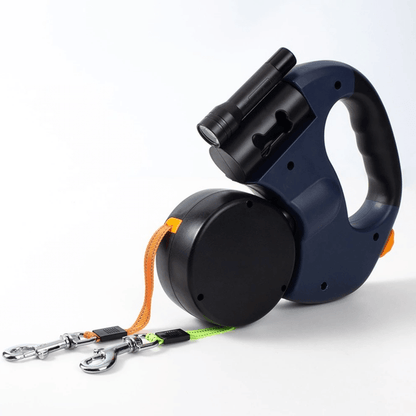 DoubleDog Dual Retractable Dog Lead with Anti Tangle Design and Light