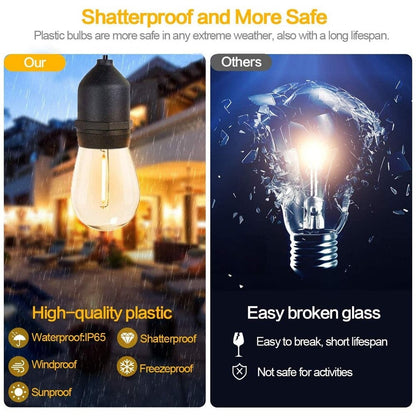 Solar LED Festoon String Lights Waterproof Outdoor Ambient Lighting