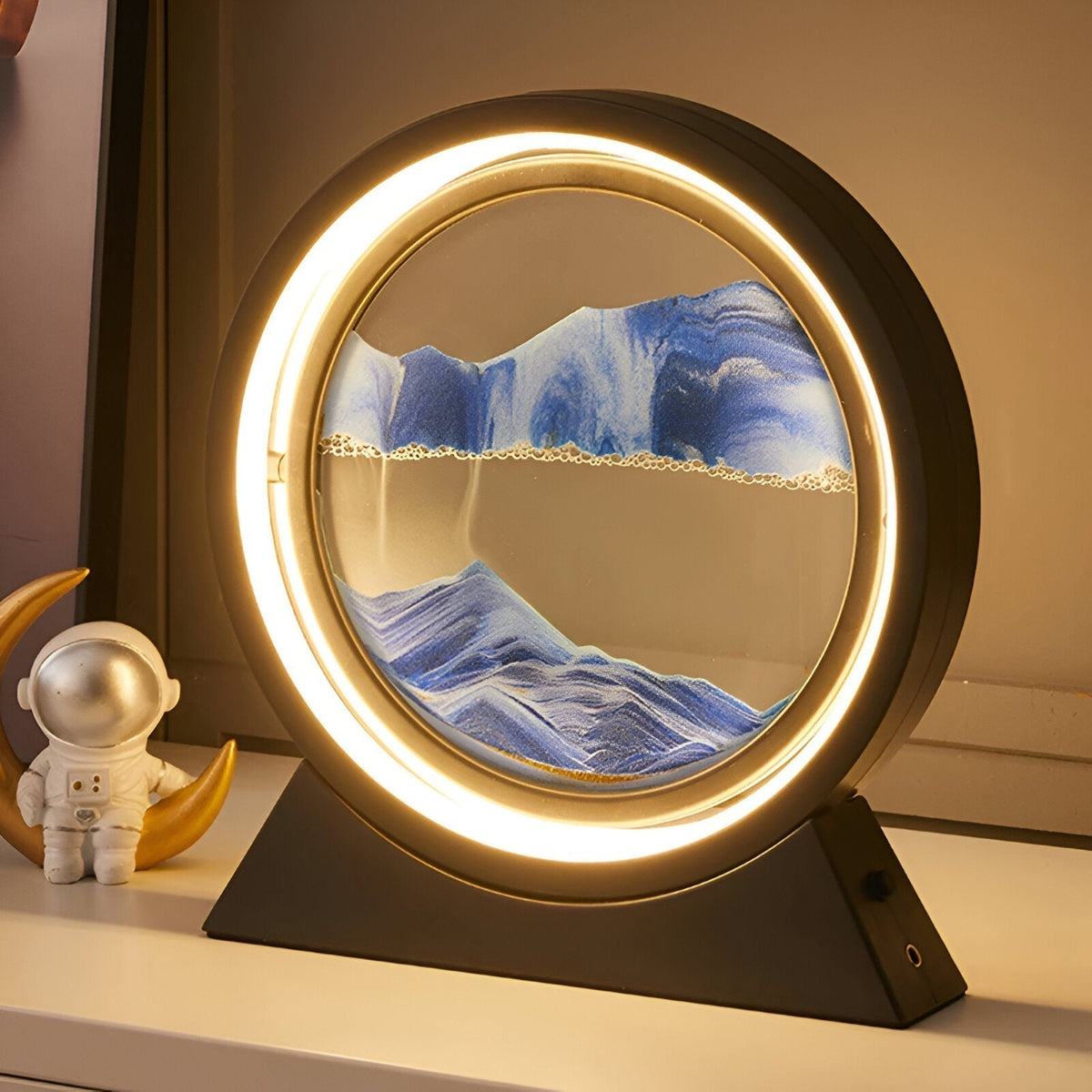 Dynamisk LED-sandkunstbordlampe med touchbetjening og USB-opladning