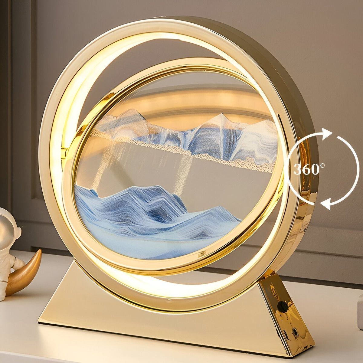 Dynamisk LED-sandkunstbordlampe med touchbetjening og USB-opladning