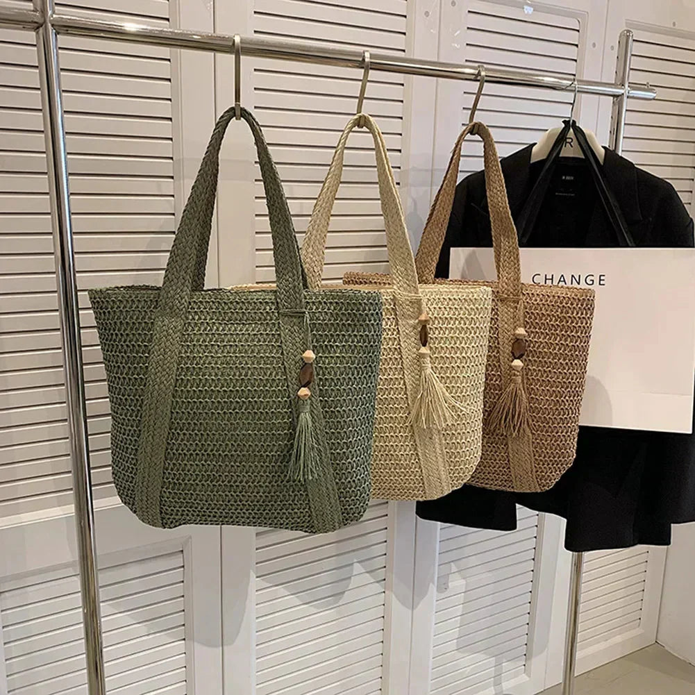 EcoChic Rattan Håndtaske Stilfuld Bæredygtig Hverdagstaske